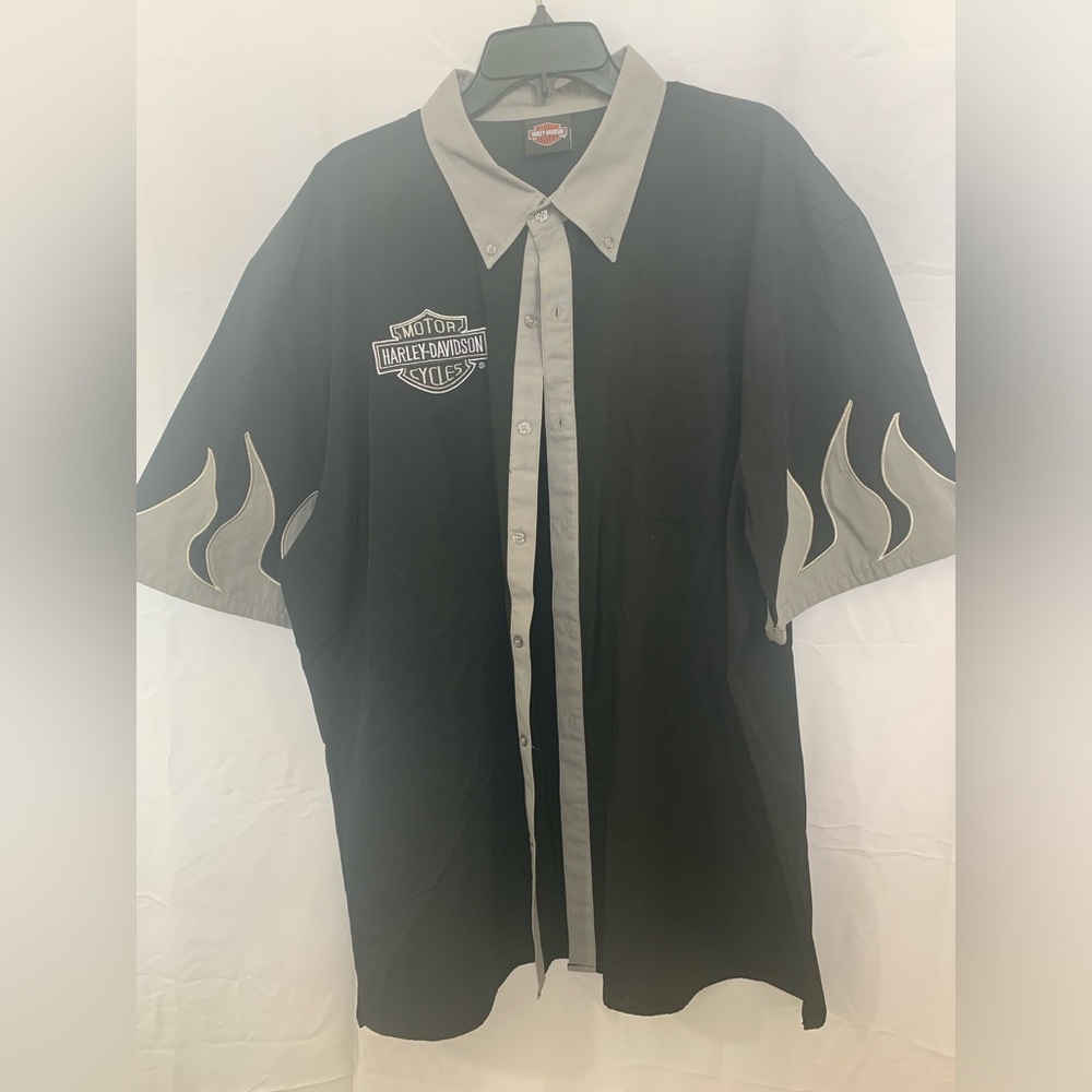 Harley-Davidson Black and Gray Casual Button Down Shirt